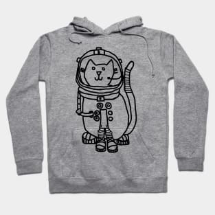 Space Captain Yellow Cat Astronaut Outline Hoodie